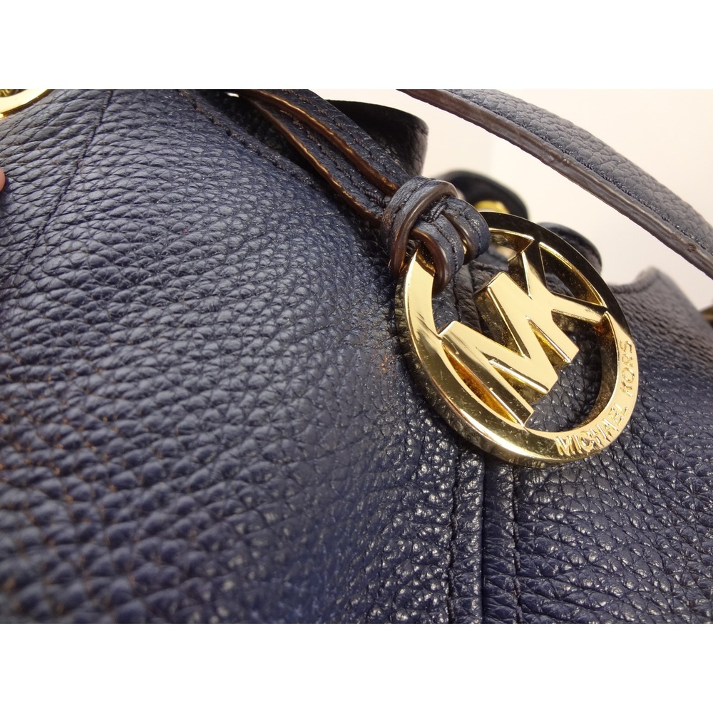 Michael Kors Camden Navy Blue Large Leather Drawstring Bucket Bag Tassels - Picture 7 of 8